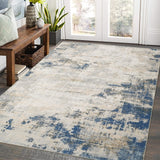 Garvee Washable Rugs 9x12 Area Rug for Bedroom Modern Living Room Rug Non Slip Abstract Large Area Rug Soft Non Shedding Throw Rugs Stain Resistant Carpet for Dining Room Nursery Blue/Tan 9'x12' - Blue & Yellow