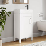 Garvee Modern 16" Freestanding Bathroom Vanity with Cabinet for Small Bathroom, White - White