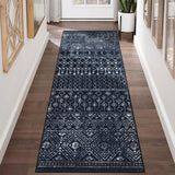 Garvee 2' x 6' Black Vintage Medallion Runner Rug, Washable Non-Slip Low-Pile Rug for Hallway, Entryway, Kitchen & Bedroom - Black