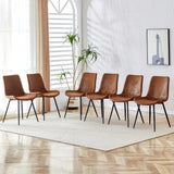Garvee 4 Pcs Dining Chairs Suede Upholstered Kitchen Chairs Metal Legs Retro Comfortable For Farmhouses Lounges 19.6x18.5x32.6in Brown One Size