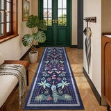Garvee Tropical Jungle Runner Rug 2x6, Washable Non Slip Kitchen Hallway Rug, Botanical Animal Print Low Pile Carpet for Entryway Laundry Bathroom, Blue - Blue