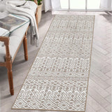Garvee Machine Washable Runner Rug 2x8 Geometric Kitchen Runner Soft Non Slip Hallway Runner Low Pile Bedroom Throw Carpet Long Entryway Runner Non Slip Laundry Bathroom Rug, Light Brown - Tan & Ivory