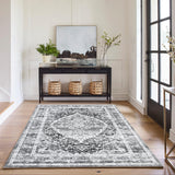 Garvee Grey 5x7 Area Rug - Stain Resistant Washable Rug, Non-Slip Backing, Low Profile, for Living Room, Bedroom, and Dining Room - Gray