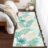 Garvee Washable Throw Rugs 2x6 Runner Rug Non Slip Modern Rugs Boho Office Rug Palm Leaves Rug for Living Room Neutral Nursery Rug Botanical Area Rug for Bedroom Farmhouse Floor Cover Green - Green