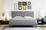Garvee King Bed Frame Upholstered Platform, Bed Frame with Square Velvet Headboard, Wooden Slats Support, Non-Slip and Noise-Free, No Box Spring Needed, Easy Assembly - Light Gray - Light grey