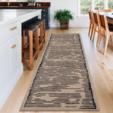 Garvee Runner Rug 2x6 Brown Modern Stripe Carpet Machine Washable Soft Non Slip Low Pile for Hallway Entryway Laundry Room - Brown