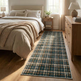 Garvee 2x8 Plaid Runner Rug Washable Non-Slip Low Pile Hallway Carpet, Soft Farmhouse Kitchen Runner for Bedroom Entryway, Black Brown - Black Brown
