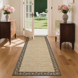 Garvee Washable Kitchen Rugs - 2x6 Minimalist Non Slip Hallway Runner Floral Bordered Low Pile Throw Carpet Indoor Modern Entryway Mat for Bedside Bedroom Laundry, Brown Bordered - Brown
