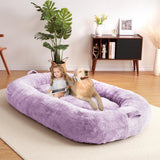 Garvee Giant Dog Bed for People, Washable & Plush Human Sized Dog Bed for Men and Women, Large Dog Bed Suitable for Adults, Anti-Slip Bean Bag for Large Dogs, Human-Sized Bed, 71"x43.3"x10" - Purple
