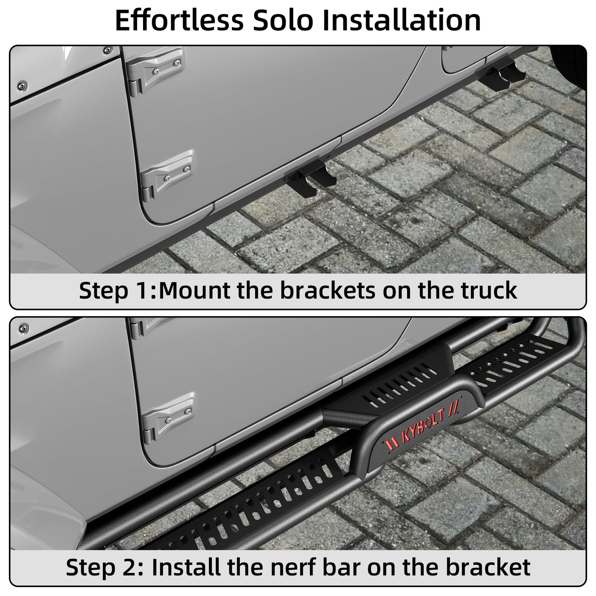 Garvee Running Boards 6.5 Inches with Two Stairs Design Compatible with 2019-2024 Chevy Silverado/GMC Sierra 1500, 2020-2024 2500HD 3500HD Crew Cab(4 Full-Size Doors), Bolt-on Side Steps