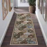 Garvee Floral 2x6 Taupe and Brown Runner Rug Moroccan TrellisWashable Hallway Runner Rug, Stain Resistant Non-Slip Distressed Floral Runner Entrance Carpet for Bedroom Laundry Kitchen Entryway - Taupe/Brown
