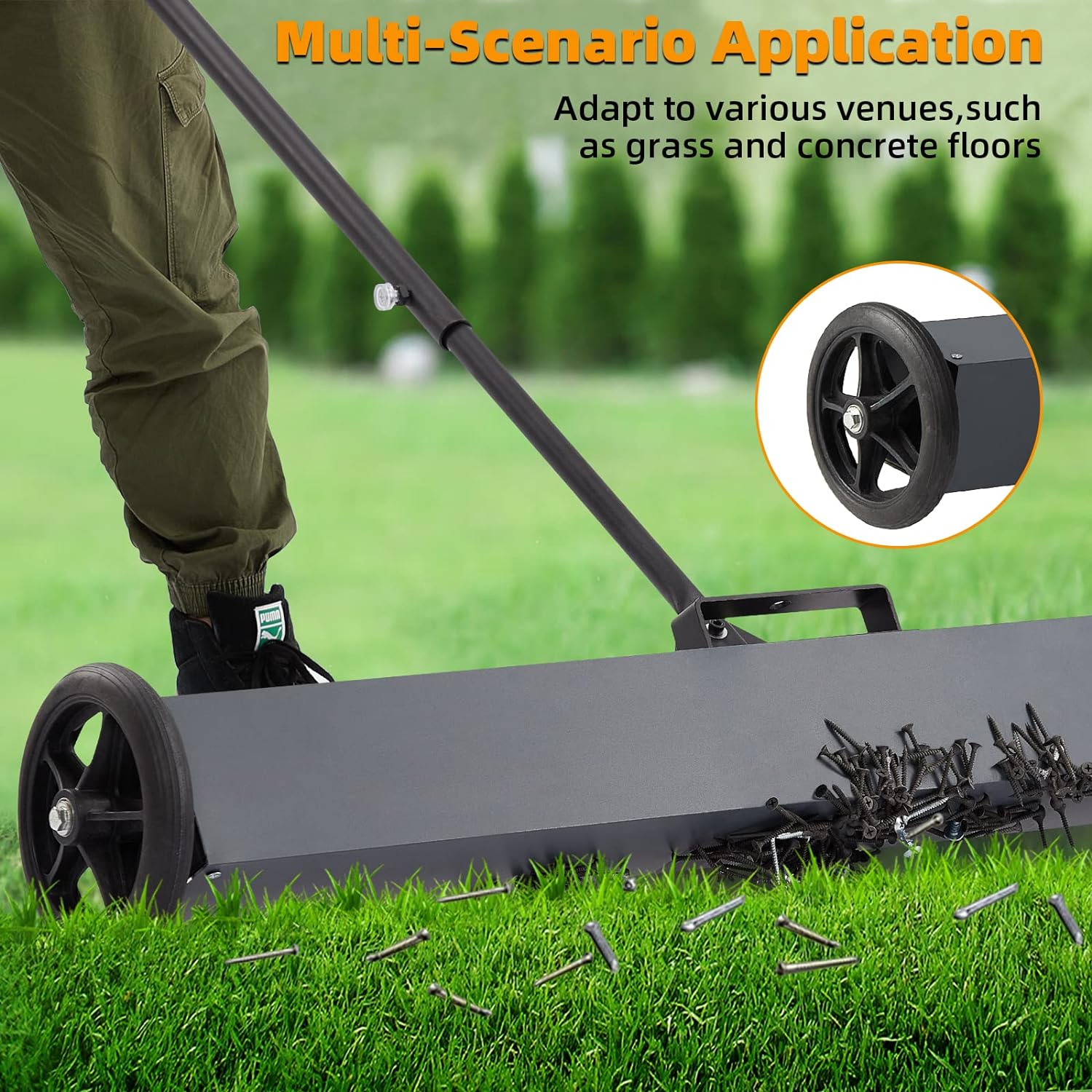 Garvee 36" Heavy Duty Sweeper, 50 Lbs Rolling Magnetic, Floor Use