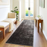 Garvee Washable Kitchen Rugs Black Grey 2x6 Low Pile Stain Resistant Indoor Hallway Runner - Black Gray