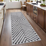 Garvee Runner Rug 2x6 Washable Hallway Runner Non Slip Kitchen Runner Rug Geoemtric Modern Carpet Stain Resistant Contemporary Carpet for Living Room Bedroom Entryway, Grey&Black - Gray & Black