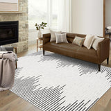 Garvee 10x13 Rug Washable Rugs for Living Room Modern Minimalistic Striped Area Rug for Bedroom Distressed Office Carpet Low Pile Neutral Soft Nursery Rug Non Slip Farmhouse Floor Cover, Beige - Beige