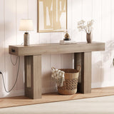 Garvee 63" Console Table with Power Outlet, Extra Long Sofa Table, Narrow Entryway Table, 33.3" High, Grey - Grey
