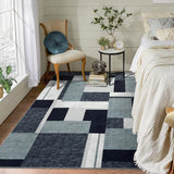 Garvee Washable Rug 3x5 Geometric Bedroom Rug Patchwork Pattern Rugs for Living Room Modern Office Rug Block Pattern Carpet Low Pile Rugs Indoor Floor Cover Grey - Gray