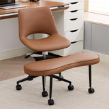 Garvee Ergonomic Cross Legged Office Chair, 360° Swivel ADHD Chairs for Adults, Height Adjustable Seat for Meditation, Yoga - Wide Criss Cross Chair with Lumbar Support, Kneeling Chair, Brown - Brown