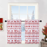Garvee Kitchen Curtains for Bathroom, Christmas Tree and Deer Pattern Small Tier Curtains 30 Inches Boho Xmas Home Decor Café Curtain Set Bathroom Window Curtain, Set of 2 - White