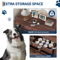 Garvee Dog Crate Furniture for 2 Dogs, 47" Double Dog Kennel with Removable Divider and 2 Drawers, Triple Doors, Decorative TV Stand Side Table, Indoor Pet Cage for L/M/S Dogs, Dark Brown