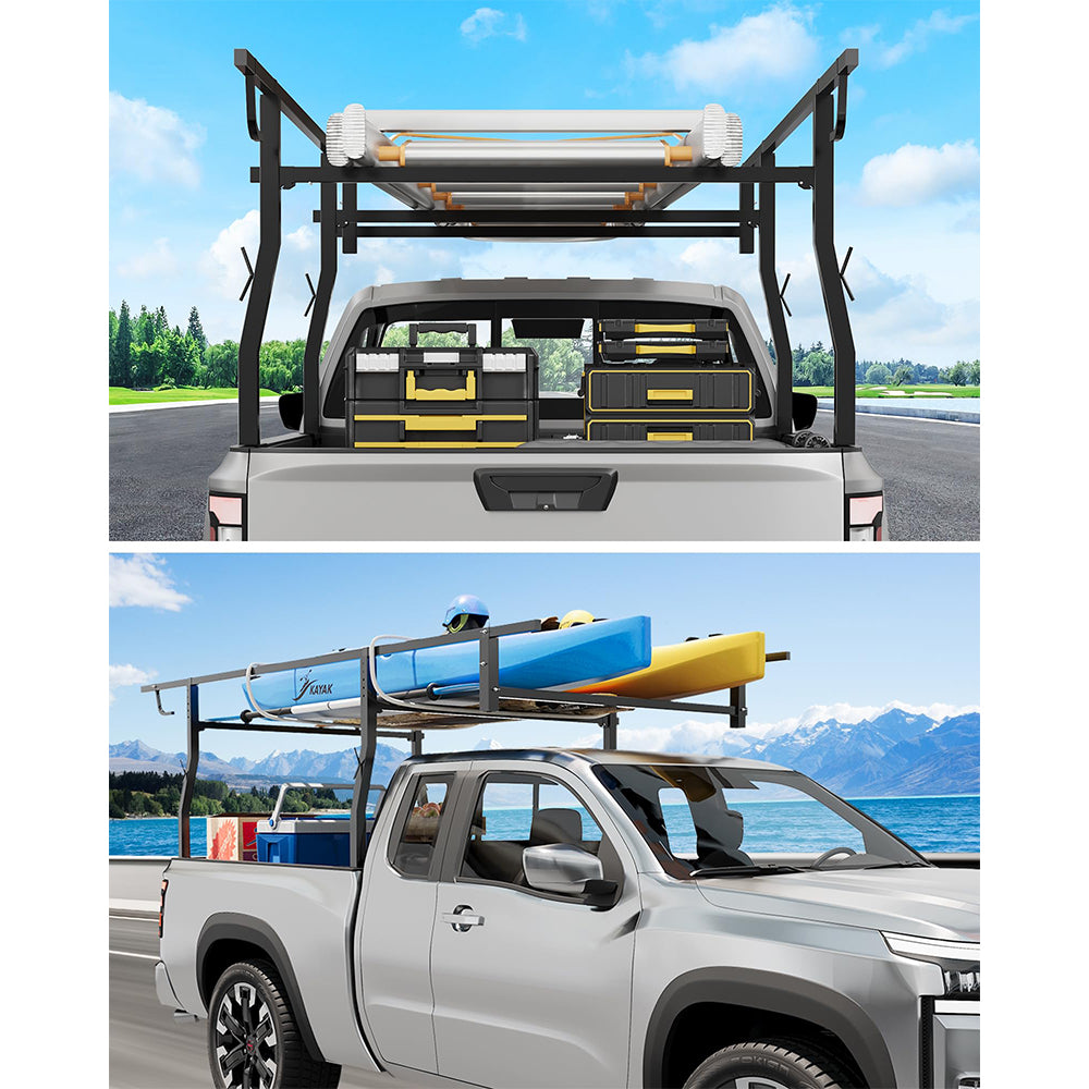 Garvee 1000 LBS Steel Truck Ladder Rack Adjustable For Pickup Truck Bed 49-64 Inches Width, Black