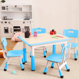 Garvee 5 in 1 Kids Table and Chairs Set, Height Adjustable, Max 300lbs, Suitable for Ages 2-10 for Classrooms, Daycares & Homes, Blue - Blue