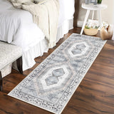 Garvee Washable Runner Rug 2x6 Stain Resistant Entryway Rug Non-Slip Backing Rugs for Bedroom Kitchen Low Pile Accent Rug Indoor Floor Decor, Beige/Grey - Tan & Ivory