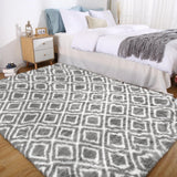 Garvee 5x8 Rug Shag Rug for Living Room Shaggy Rug Kids Rug Plush Rug Geometric Carpet Bedroom Fluffy Rug Bedside Rug Soft Grey Rug Non Skid Rug Modern Area Rug Large Rug - Light Gray