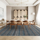 Garvee Washable Rugs 8x10 Area Rug Modern Ombre Rugs for Living Room Soft Ultra Thin Large Area Rugs Non-Slip Striped Rug for Bedroom Printed Braid Abstract Carpet for Office Home, Blue - Blue