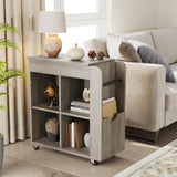 Garvee Side Table with Storage, Flip Top Sofa End Table for Living Room and Bedroom, Wood Side Table with 3 Tier Storage Shelf for Small Spaces-Grey - grey