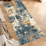 Garvee 2x6 Runner Rug Washable Non Slip Kitchen Rug Modern Abstract Low Pile Navy Brown - Blue & Yellow