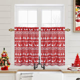 Garvee Christmas Short Curtains, Canvas Red Snowflakes Christmas Tree Deer Tier Curtains Blackout Rod Pocket Drapes for Short Window Cafe Curtain Tiers, 2 Panels, Red, 26" W x 24" L - Red