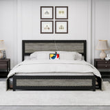 Garvee Queen Bed Frame With Headboard, Platform Bed Frame With 4 Storage Drawers and Charge Station, Solid Metal Slats Support, Noise Free, No Box Spring Needed, Easy Assembly, Wash Grey - Ash Gray