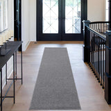Garvee Machine Washable Gray Runner Rugs 2x6 Modern Solid Textured Rug Runner Non-Slip Rug Low Pile Carpet Runner Ultra Thin Hallway Runner Stain Resistant Carpet for Kitchen Bedroom Entryway - Gray