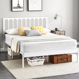 Garvee 14 inch Queen Size Bed Frame Metal Platform Mattress Foundation with Headboard, Heavy Duty Steel Slat Support, No Box Spring Needed, Easy Assembly (White, Queen (U.S. Standard)) - White