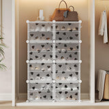 Garvee Detachable 8 Tier Shoe Storage Rack Organizer with Dustproof Doors for Entryway Hallway Bedroom, 32 Pairs, White - White