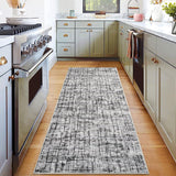 Garvee Washable Runner Rug Grey 2x6 Non Slip Kitchen Rug Abstract Farmhouse Low Pile Soft Bathroom Rug - Gray