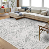 Garvee Boho Beige Grey 5x7 Rugs for Living RoomDistressed Washable Rug Indoor Soft Low Pile Rug Anti-Slip Backing Aesthetic Rug Vintage Non-Shedding Throw Carpet for Bedroom Farmhouse Playroom Nursery - Beige Gray
