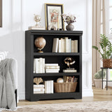 Garvee 3 Tier Bookshelf, 39.4" Tall Farmhouse Bookcase with Adjustable Shelves, 31.5" W Floor Standing Open Display Storage Rack with Anti-Slip Design for Home Office, Balcony, Library, Study / Living Room, Black - Black