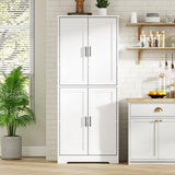 Garvee Kitchen Pantry Cabinet, Freestanding Pantry Storage Cabinet with Doors and Shelves, 70" Cupboard, Modern Tall Cabinet for Dining Room, White - White