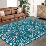 Garvee Area Rugs 5x7 Washable Rugs Vintage Floral Living Room Carpet Moroccan Office Rug Low Pile Throw Rugs Modern Area Rug Non-Slip Backing Carpet for Bedroom Distressed Room Decor Green Rug - Green