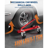 Garvee Car Wheel Dolly Jack Set of 2, Max 1500LBS Capacity, Mechanical Wheel Dolly with Ratcheting Foot Pedal, Vehicle Positioning Jack, Red, 12" Wheel Clearance