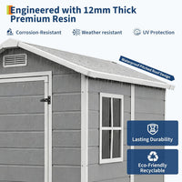 Garvee Durable Waterproof Resin Outdoor Storage Outdoor Storage with Floor – 4x6 FT, Window, Sloped Roof, Lockable Door, Easy Assembly – Perfect for Patio, Backyard, Lawn Mower, Bike & Tool Storage – Light Gray