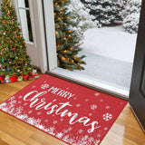 Garvee Christmas Doormat 20 x 32 Inch Xmas Holiday Decorative Christmas Snowflake Welcome Mat for Home Decoration Non Slip Door Mat Outdoor Indoor Entrance Floor Mat, Red - Merry Christmas