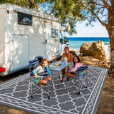 Garvee Outdoor Grey 6x9 Waterproof Rug – Plastic Straw Moroccan Rug for Patio, Camping, Picnic, Backyard, Deck, Balcony, or Porch - Gray