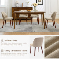 Garvee Set of 4 Mid-Century Modern Fabric Upholstered Dining Chairs with Padded and Solid Wood Legs, Camel