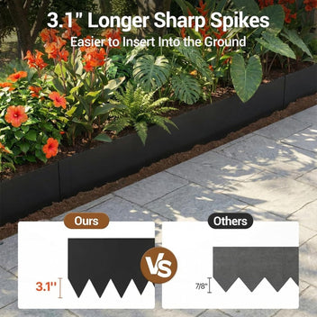 Garvee Metal Garden Edging 40" x 6" (10 Pack) – Bendable Heavy-Duty Galvanized Steel Landscape Border with Hammer-In Stakes, Rustproof for Lawn, Flower Beds & Pathways