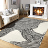 Garvee Modern Black & White 4x6 Runner Rug, Curve Striped Low Pile Non Slip Washable Carpet for Hallway Entryway Laundry Bedroom
