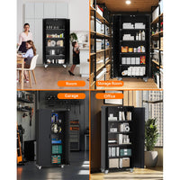 Garvee Metal Storage Cabinet 72"H with Wheels, Steel Tool Cabinet with Pegboard, Lockable Rolling Garage Cabinet for Home, Garage, Office, Black