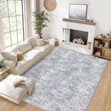 Garvee Living Room Rug 8x10 Washable Rugs Soft Bedroom Rug Farmhouse Large Rug Non Slip Throw Rugs Distressed Vintage Low Pile Soft Stain Resistant Carpet for Dining Room Classroom - Light Gray